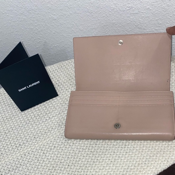 SAINT LAURENT WALLET BI FOLD FLAP WALLET 414567 BEIGE LEATHER 1017 Authentic - Picture 3 of 10